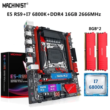 MASINIST E5 RS9 Emaplaadi LGA-2011-3 Komplekt Koos Kiti, Core I7 6800K CPU Protsessor 16G(2*8G) DDR4 RAM Mälu, M-ATX NVME M. 2 SATA