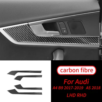 Audi A4 (B9 A5 17-19 Päris Carbon Fiber 4tk Salongi Ukse Käepide Paneeli Katta Sisekujundus Auto Interjööri Aksessuaarid