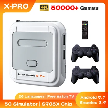 Super Konsooli X Pro 4K Video Mängu Konsoolid Android TV Box PS1 PSP N64 DC 50000+ Mängud 2,4 G Wireless WiFi Kontrollerid