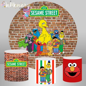 Ring Ring Taustaks Telliskivi Seina Sesame Street Taust Cartoon Elmo Foto Stuudio Lapsed Sünnipäeva Kook Decor Tabel Kate