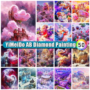 YIMEIDO DIY 5D AB Diamond Maali Komplektid Täis Puurida lilled Lukuga kott Diamond Mosaiik maastiku Rhinestone Tikandid Home Decor