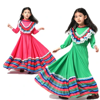 Tüdruku Flamenco Tantsu Kostüüm hispaania Kid ' Mustlane Tants 100-150Cm Vestidos Cosplay Laste Tantsusaal Elegantne Tants kõhutants