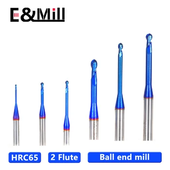 HRC65 Palli Nina üherealise End Mills 2 Flute ball milling cutter 1mm 1,5 mm 2mm 3mm cnc milling machine tool nanomeetri kate