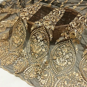 Uus võre pits kuld tikandid kanga High-end kohandatud kangast rõivad tikandid seeliku riie riie