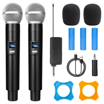 UHF Wireless Dual Pihuarvutite Dünaamiline Mikrofon Karaoke Mikrofon koos Laetav Vastuvõtja Pulmapidu Kõne Kiriku Klubi