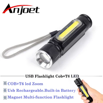 5000lm Võimas LED Taskulamp USB Laetav Magnetiga X900 COB CREE XML-T6 LED Taskulamp Käepärast Taskulamp Taskus Camping lamp