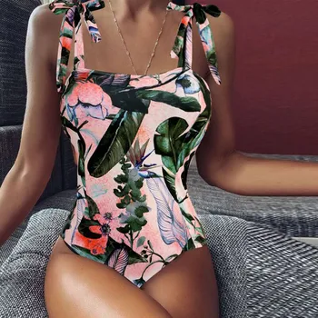 Pits Üles Ühes tükis Ujumistrikoo Naiste Olkaimeton Floral Trükitud Brasiilia trikoo Supelrõivad Beachwear Backless One-piece Sobib