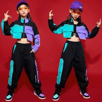 2021 Laste Hip-Hop Riided Tüdrukutele Jazz Street Dance Kostüüm Kids Dressipluus Püksid Komplekt Tantsusaal Dancewear Etapp Rave Riided