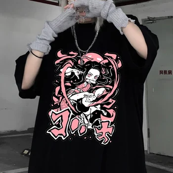 Anime T-Särk Naiste Demon Slayer Kimetsu No Yaiba Riided Cartoon Print T-särk Liiga T-särgid, Hip-hop Streetwear Tops