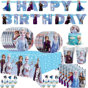 Külmutatud Anna Elsa Printsess Partei Asjade Ühekordsed Nõud Cup Plaat Laudlina Banner for Kids Sünnipäeva Baby Shower