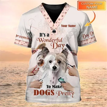 Koera Peibutamise Isikupärastatud Nimi 3D Tshirt Pet Groomer Ühtne 3D Trükitud t-särgid Streetwear Meeste/Naiste Lühikesed Varrukad