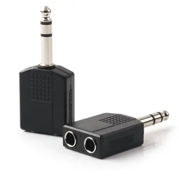 6.35 mm 1/4 tollise Mono Pistik Twin 6.35 mm 1/4 tollise Mono Jack Socket Splitter Audio Adapter