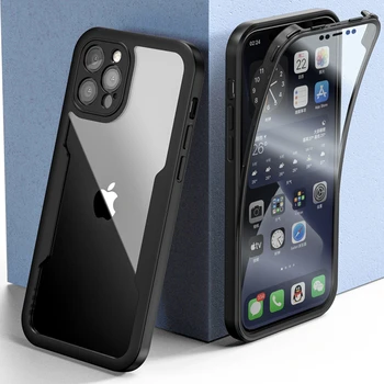 Dual Layer kogu Keha Kaitset Telefoni Case For iPhone 12 11 13 Pro XR X Xs Max 8 7 Pluss Põrutuskindel Selge, Õhuke Pehme tagakaas