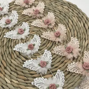 1 jard 7.5 cm lai Pits Õõnes 3D Daisy Flower Pearl Beaded Vees Lahustuv Lindi Diy Käsitöö Vibu Gift Lilled Pakendi Kujundusest
