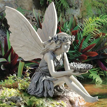 Päevalille Haldjas Kuju Ilus Ingel Skulptuur Realistlik Joonis Ornament Garden Ornament Vaik Käsitöö Haljastus Hoovis