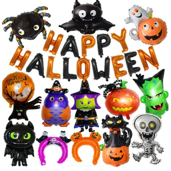 DIY Happy Halloween Pool Teenetemärgi Öökull Viisard Kõrvits Spider Monster Head Vaimu Puu Peapael Foolium Õhupalli Decor Palli Poole