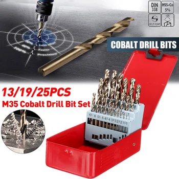 13/19/25PCS Twist Drill Bit Set High Speed Terasest, Titaan Kaetud Puur Metallist Puidutöötlemine M35 Puurida 1.0~13mm Puurimine Power Tools