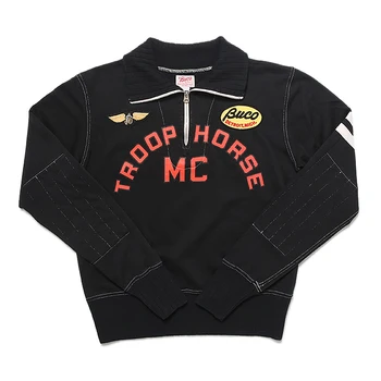 TroopHorse MC Tikandid Dressipluus Vintage Lühike Pullover Mootorratta Jope Top Cafe Racer Võidusõidu Jersey Meestele