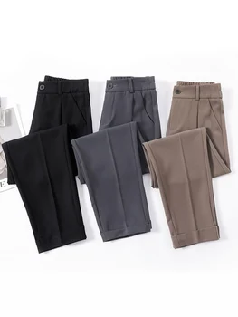 ZOKI Kõrge Vöökoht Naiste Ülikond Püksid Slim korea Stiilis Pahkluu Pikkusega Püksid Suvel Moe Nuppu Office Daamid Mustad pikad Püksid, Uus