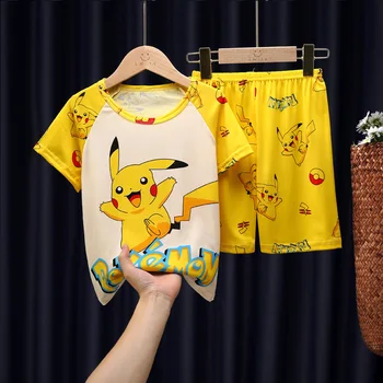 Pikachu Laste Pidžaama Seab Lapsed, Poisid ja Tüdrukud, Pokemon Cartoon Lühikesed Varrukad Pijamas Set Lapsed Sleepwear Kodu Riided