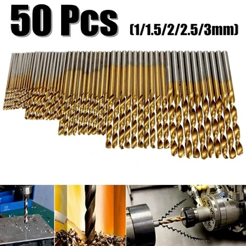50tk Titanium Kattega HSS kiirlõiketerasest Drill Bit Set Metal Hole Sooni Puur Nägi Puusepp Puidutööstuse Tööriistad brocas