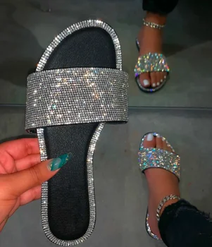 Glitter Sussid Naiste Suve Sandaalid 2020 Mood Bling Naine Candy Värvi Flip Flops Diamond Beach Korter Kingi Väljas Sandaalid