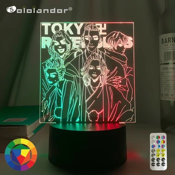 Uusim Kahe Tooni 3D Led Night Light Anime Tokyo Revengers Mikey Joonis Lapsele Tuba Decor Sünnipäeva Kingitus Dual Värvi Led Lamp Manga