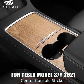 Näiteks Tesla Model 3 Y 2021 2022 Center Console Paneel Kleebis Puit Tera Film Süsinik Keskne Kontroll Hõlmama Auto Interjööri Aksessuaarid