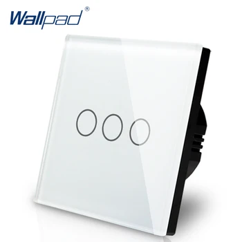 Uute tulijate Wallpad EL UK 110V-220V 3 Jõugud 2 Viis 3-Way Positsiooni Valge Klaas Touch Panel Elektrilised Valgustus-Nupp Switch