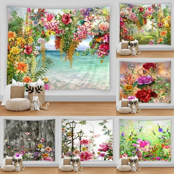 Ilus Värviline Lilled Vaip Seina Riputamise Õie Rand Seina Vaip, Psühhedeelne Taustaks Lapiga Seina Vaip Seinavaibad