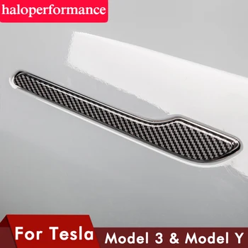Auto ukselingi Nullist Protector Kleebisega Katta Carbon Fiber Läikiv Matt Must ABS Jaoks Tesla Model 3 Y Auto Välimised Osad 2022