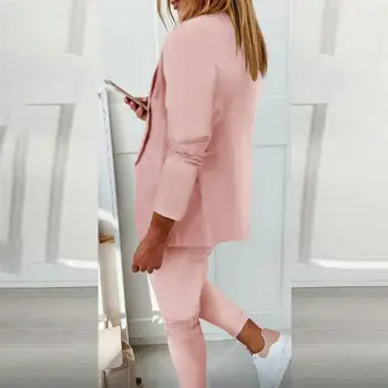 Populaarne Sobiks Set Streetwear Tahked Värvi Naiste Soe Temperament Sobiks Sätestatud Ametliku Ülikond Set Pahkluu Seotav