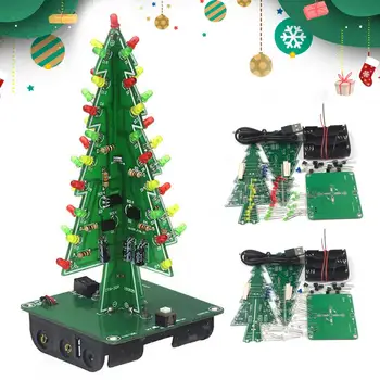 1 Komplekt DIY Jõulupuu Flash Ohutu Self-assembly Naljakas Ilus Dekoratiivne Puidust Elektroonika Jootmiseks Värvikas 3D-Xmas Tree fo