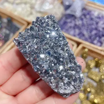 160g Looduslik Kristall Klastri Galvaniseeritud Angel Aura Quartz Crystal Klastri Värvikas Punkt Mineraal Enegry Reiki Tervendav Kivi