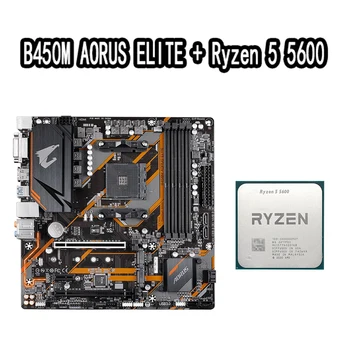 Ryzen 5 5600 R5 5600 CPU + B450M AORUS ELITE Emaplaadi Sobiks Pesa AM4 Kõik uued aga ilma jahedamaks