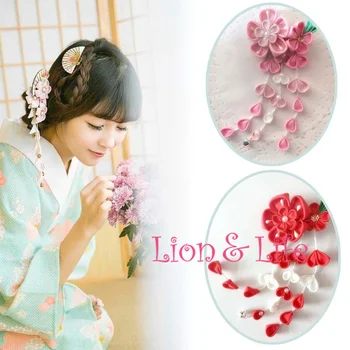 Jaapani Flower Sakura Peakatet Clip Haripin Juuksed kimono Yukata Tutid Cosplay
