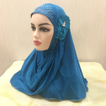 H208 ilus moslemi tüdrukud hijab lillede tõmba amira islami sall pea wrap õpilased headscarf peakatet