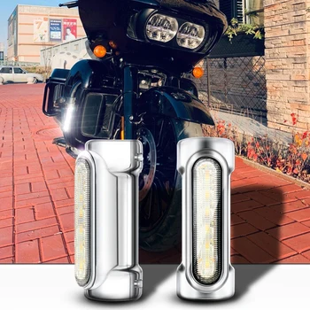 Kroom/Must Mootorratas Maanteel Baar Tuled, suunatuli LAMP Valge Kollane LED-Crash Baarid Harley Davidson Touring Jalgratast