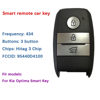 CN051113 3 Nööpi Võtmeta Sisenemise Remote Smart Võti Fob Jaoks Kia Optima 434Mhz Hitag3 Transponder Kiip FCCID 95440 D4100