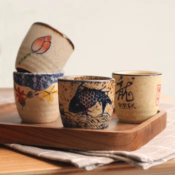 Jaapani-stiilis keraamilised antiik valge vein cup huvides set home retro kohvi tassi veini potti shochu klassikalise cup