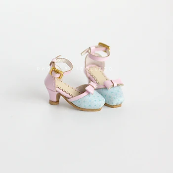 Blythes nukk kingad suurus fashion retro väikese kontsaga kingad square varba vette jade vibu kontsad valge pulber sinine, punane ja muud värvid