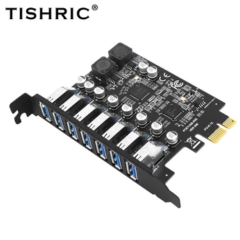 TISHRIC PCI Express Kordaja PCIE 1x 7 USB Adapter PCIE 1X USB Tüüp E+USB-19Pin USB3.0 PCI Express X16 Jaoks BTC Kaevandamine