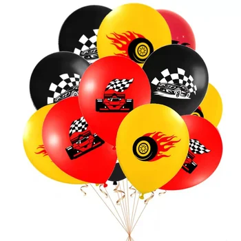 20pcs /Pack Poiss võidusõiduauto Sünnipäeva Õhupalli Bouquent Baby Shower Must Punane Kollane Ratas Golobs Teenetemärgi
