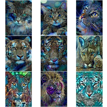 5D DIY Loomade Full Ring Diamond Maali Komplektid Tiiger Lõvi, Leopard Kass Masaic Värvikas Pilt Kodus Seina Art Decor, Käsitöö, Kingitus,