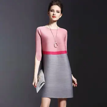 Naiste Kleit Värviline triibuline plisseeritud kleit naine 2021 suvel uus mood lihtne lahti suured õhuke vanus seelik vabaaja rõivad