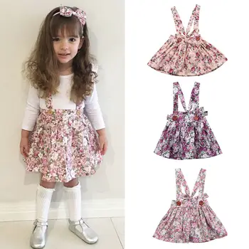 Beebi Tüdrukud Dress Väikelapse Lapsed Vastsündinud Beebi Mini Kleit Õie Printida Suspender Plisseeritud Printsess Kleit, Pidu Kleit 3M-3T 3 Värvid