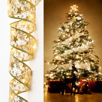 1/2/5M jõuluehe LED Lindi Valgust Jõulupuu Kaunistama DIY Vibu Lint Haldjas Lamp Xmas Home Decor Uue Aasta Kingitus