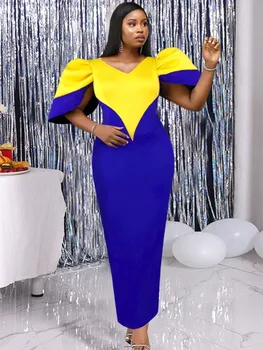 Aafrika Kleidid Naistele Uus Sügis Pool Pikk Maxi Kleit, Elegantne Seal Kaftan Moslemi Kleit Daamid Sinine Pulm Aafrika Riided
