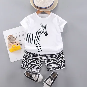 Summer Baby Poiste Riided Fashion Cartoon Sebra Peal+ Sebra Triibud lühikesed Püksid 2tk/sets Laste Varustus Väikelapse Tüdrukute Riided, Ülikonnad