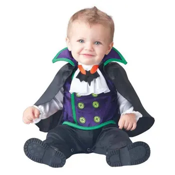 Lilla Must Nahkhiir Vampiir Kostüüm Baby Infant Poisid Tüdrukud Romper Kombekas koos Cape 6M 12M 24 M Halloween Purim Fancy Kleit